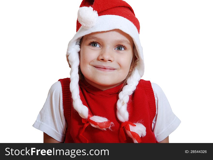 Xmas little girl on white background. Xmas little girl on white background