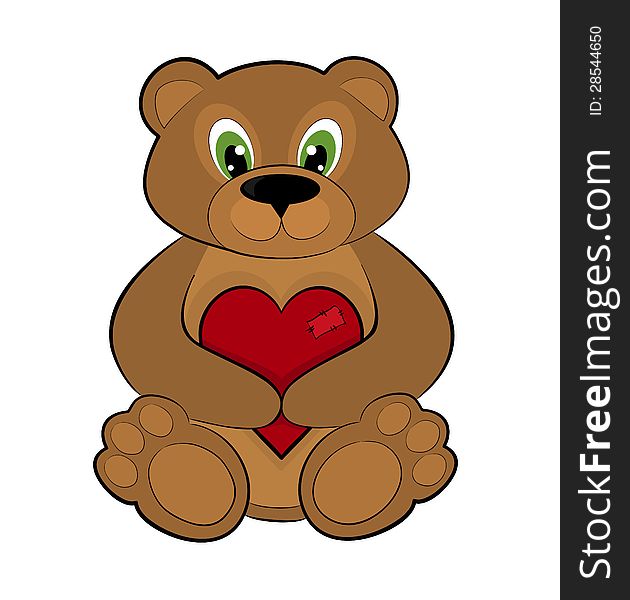 Teddy bear holding red heart