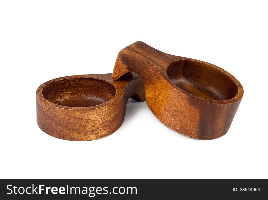Wooden bowl  on white