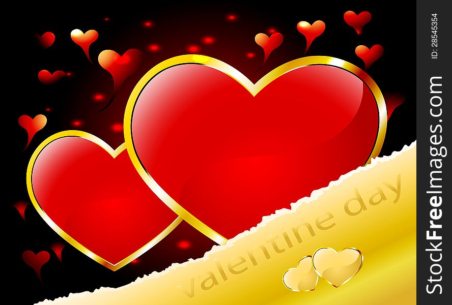 Valentine's day greeting card golden background. Valentine's day greeting card golden background