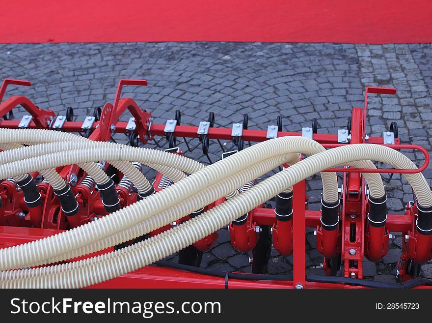 Detail with hoses of agricultural equipment. Detail with hoses of agricultural equipment