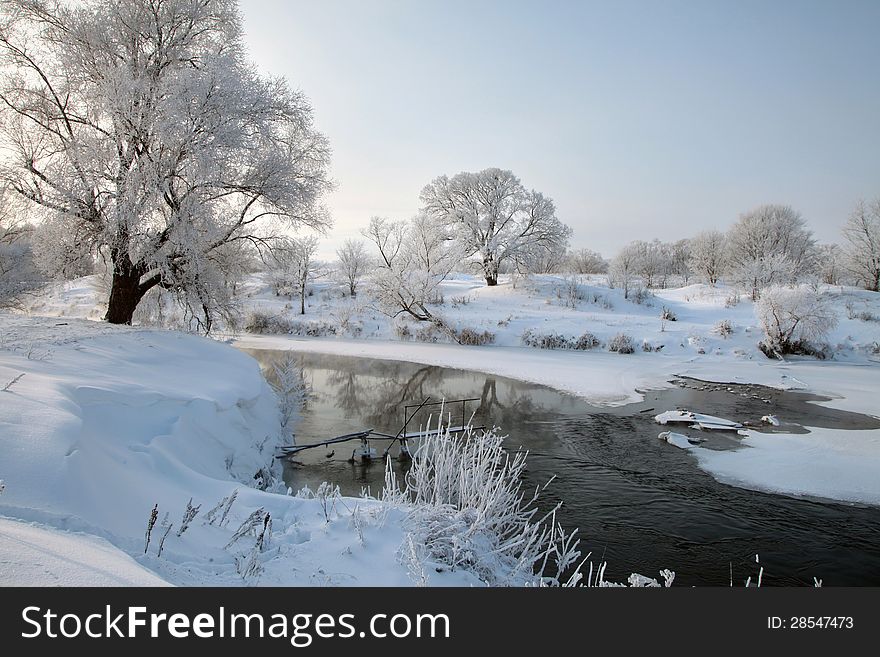 Winter's day on the river Zai-ice drift