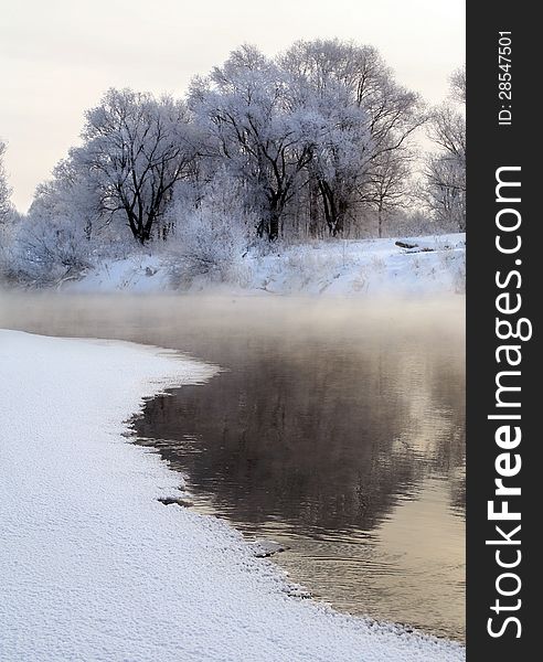 Winter's day on the river Zai-ice drift