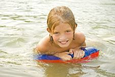 Child Learns To Swim Royalty Free Stock Photos