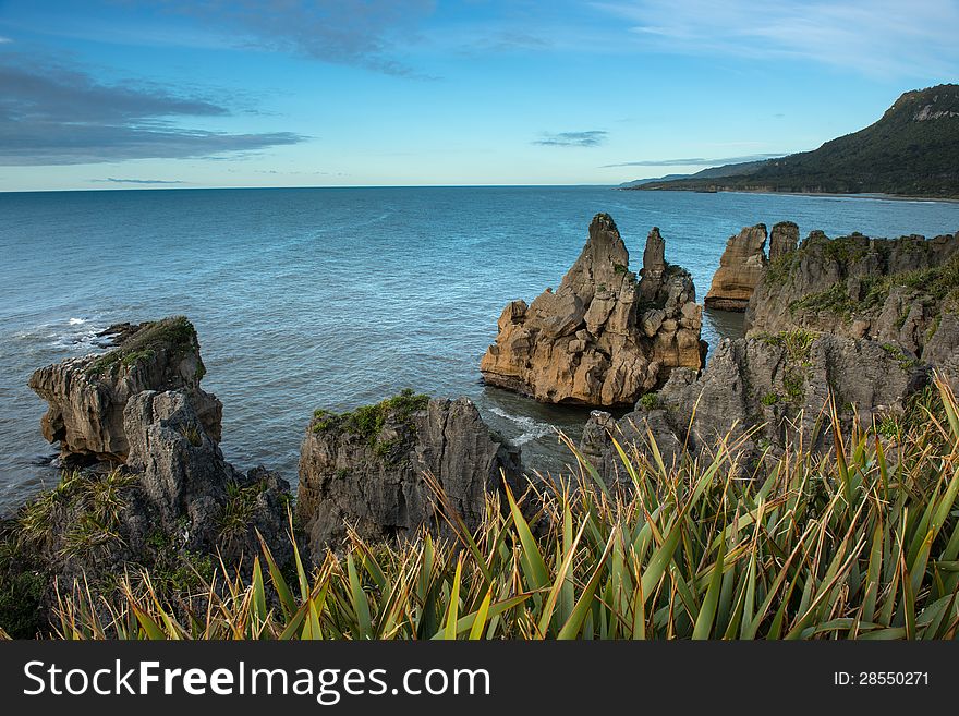 Sea coast from Punakaki national park, New Zealand.