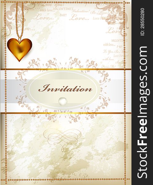 Elegant wedding invitation or valentine&#x27;s day card in vintage st