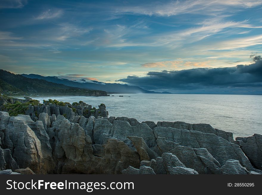 Sea coast from Punakaki national park, New Zealand.