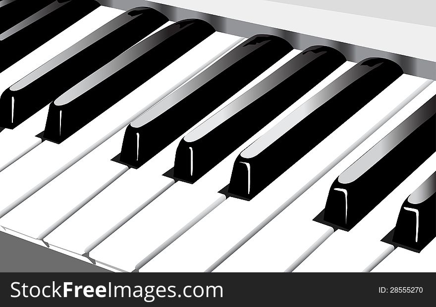 Illustration of black and white piano keys