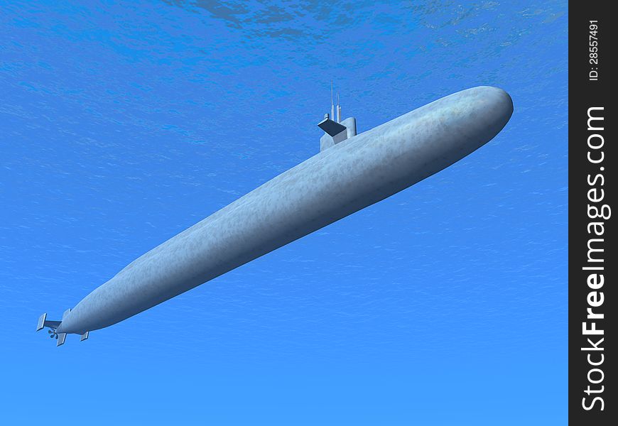 Computer generated 3D illustration with a submarine. Computer generated 3D illustration with a submarine