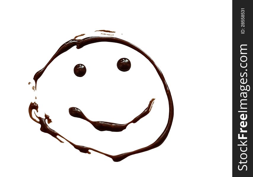 Smiley painted chocolate on white background. Smiley painted chocolate on white background