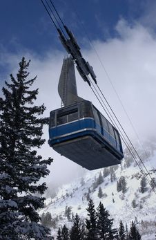 View To The Mountains And Blue Ski Tram At Snowbird Ski Resort In Utah Stock Photos View To The Mountains And Blue Ski Tram At Snowbird Ski Resort In Utah Stock Photos