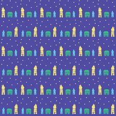 Village Or Small Town At Night, Seamless Pattern Stock Photography Village Or Small Town At Night, Seamless Pattern Stock Photography