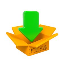 Open Color Cardboard Box And Arrow. For Design. Stock Image Open Color Cardboard Box And Arrow. For Design. Stock Image