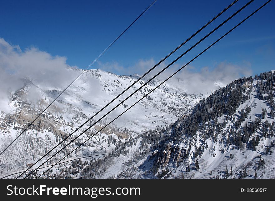 Spectacular view to the Mountains from Snowbird ski resort in Utah, USA