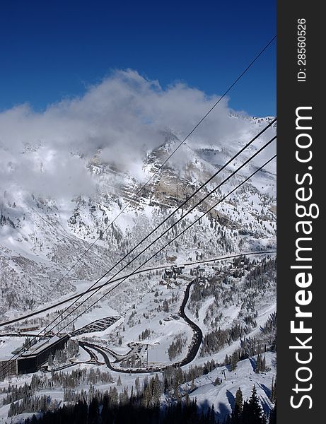 Spectacular View To The Mountains From Snowbird Ski Resort In Utah