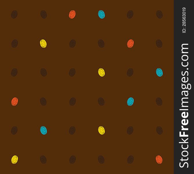 Bright dots on brown, seamless vector pattern, playful design for website background or wrapping paper, or fabric