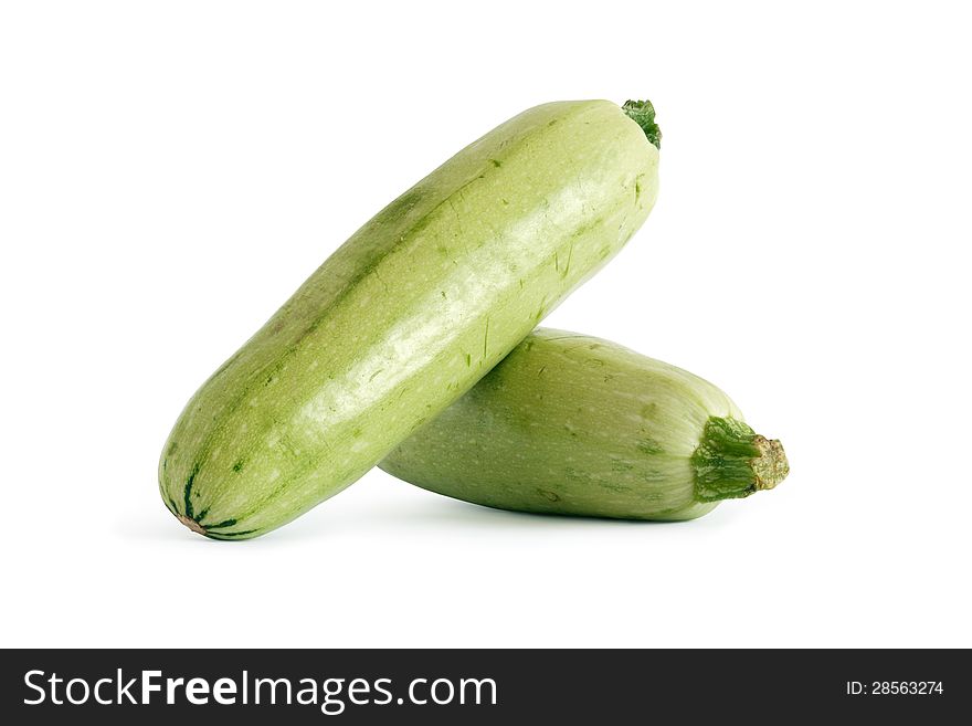 Green marrow squash on white background. Clipping path is included