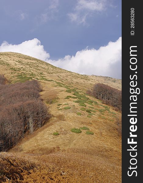 On the ridge to the hut Echo, Мountain Stara planina in Autumn, Bulgaria