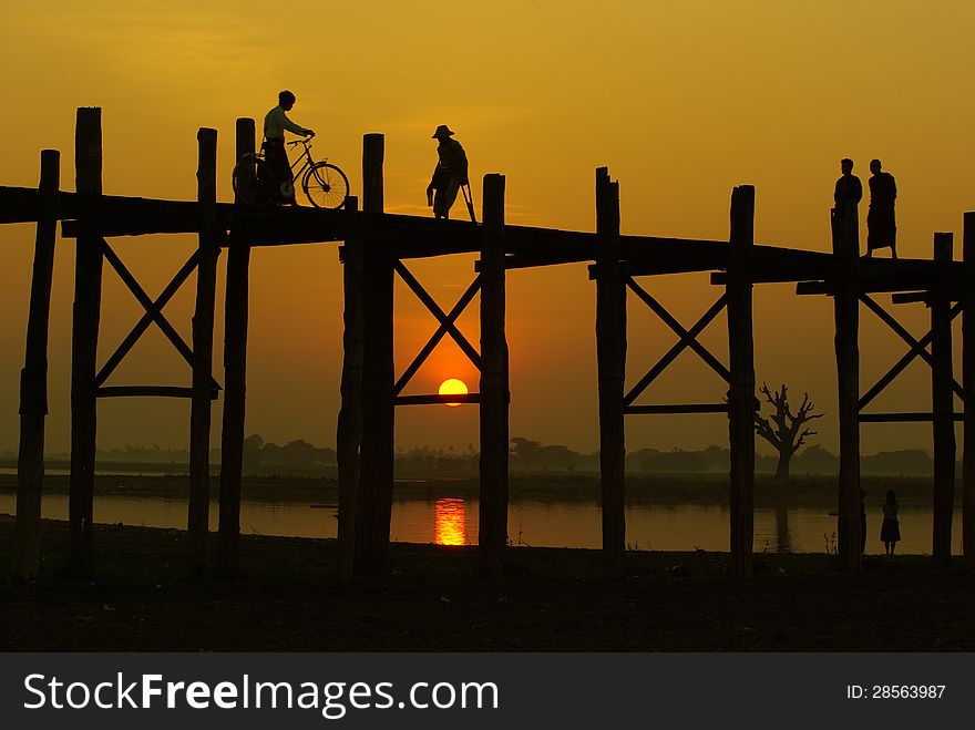 Uben bridge on Mandalay, Myanmar. Uben bridge on Mandalay, Myanmar