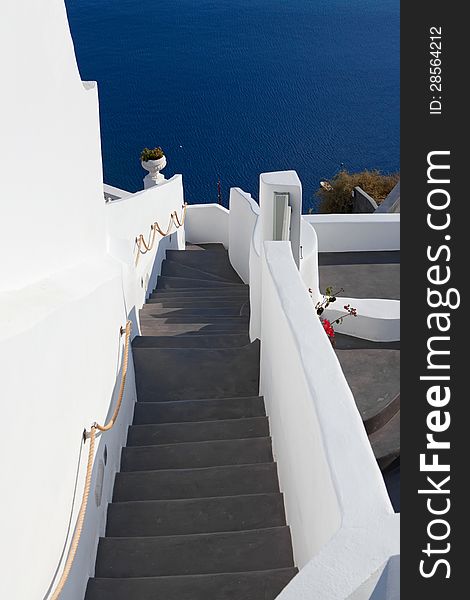 Santorini is an island in the southern Aegean Sea. These steps are just photogenic and beautiful. Santorini is an island in the southern Aegean Sea. These steps are just photogenic and beautiful