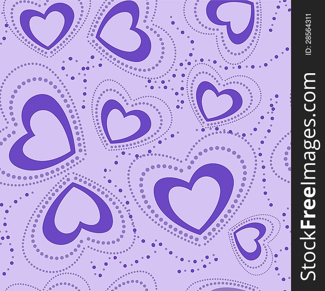 Seamless pattern with blue hearts