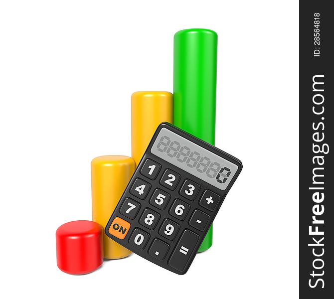 Business Concept with Calculator and Finance Diagram. Isolated on White. Business Concept with Calculator and Finance Diagram. Isolated on White.