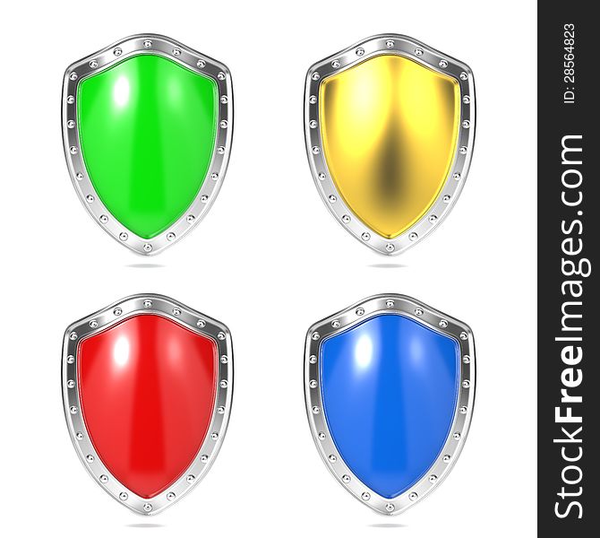 Set of Blank Protection Shields Isolated on White Background. Set of Blank Protection Shields Isolated on White Background.
