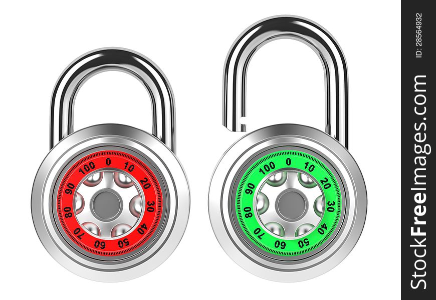 Combination Padlock Isolated On White.