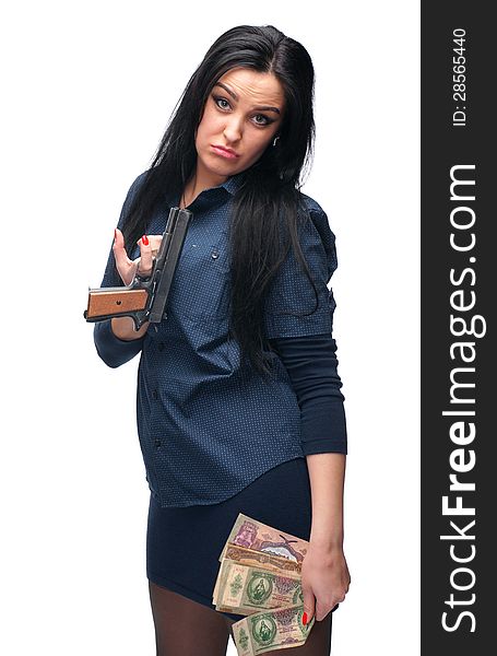 Girl With Pistol And Money