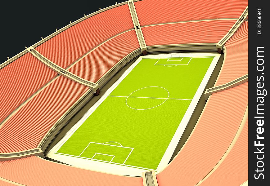 3d model of soccer stadium on black background