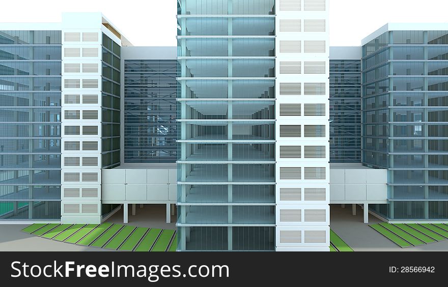 Modern building architectural elements, high resolution 3d render