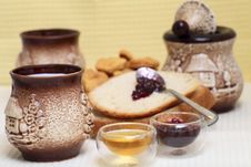 Homemade Bread With Redberries Jam And Honey Stock Images Homemade Bread With Redberries Jam And Honey Stock Images