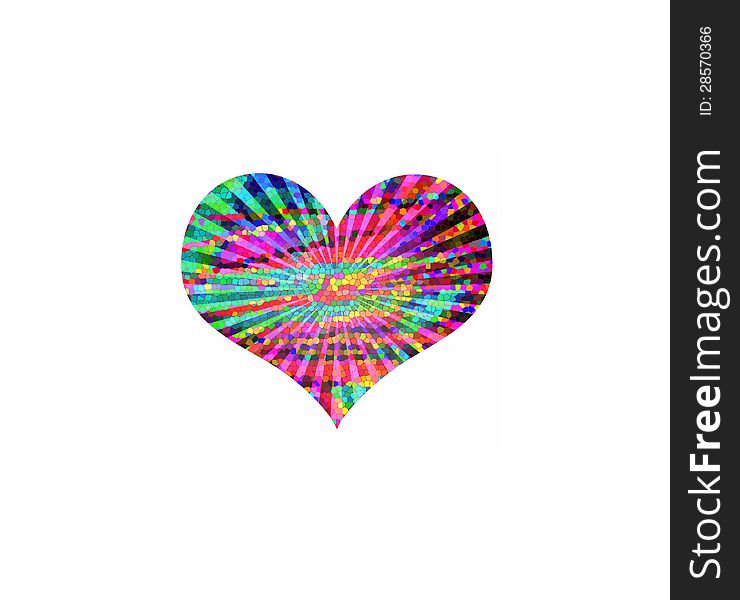 Mosaic of colorful heart on white background
