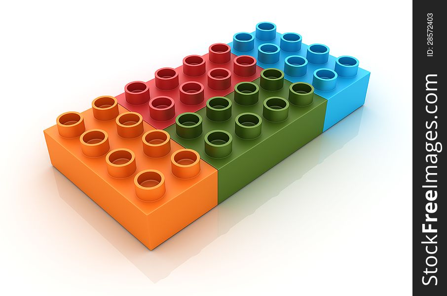 Three dimensional illustration of Legos. Three dimensional illustration of Legos