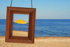 Beach Umbrella And Photographic Frame Stock Photography Beach Umbrella And Photographic Frame Stock Photography