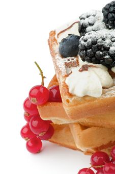 Belgian Waffle And Berries Royalty Free Stock Photo