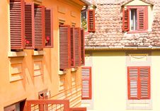 Old Red Windows Stock Photo Old Red Windows Stock Photo