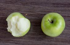 Green Apple And Bitten Green Apple, Royalty Free Stock Image