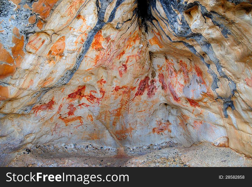 Ancient murals lake in Tibet