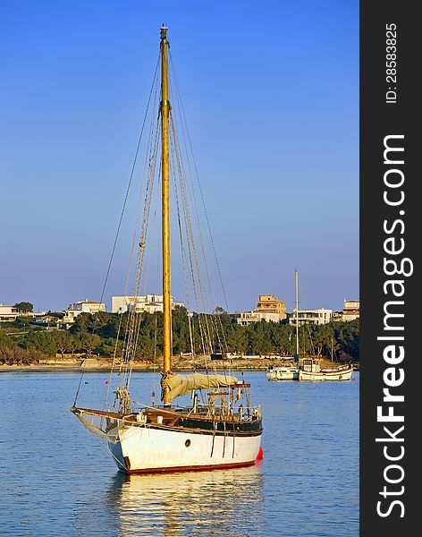 Sailboat in the Porto Colom Bay in Majorca (Spain). Sailboat in the Porto Colom Bay in Majorca (Spain)