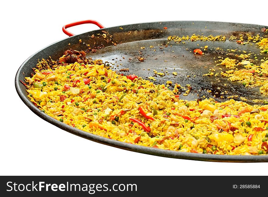 Big pan with pilaff and vegetables. Big pan with pilaff and vegetables.