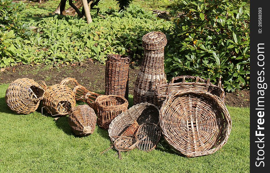 A Display of Traditional Hand Made Wicker Baskets.