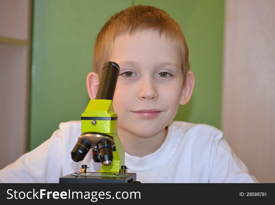 Teenager And Microscope