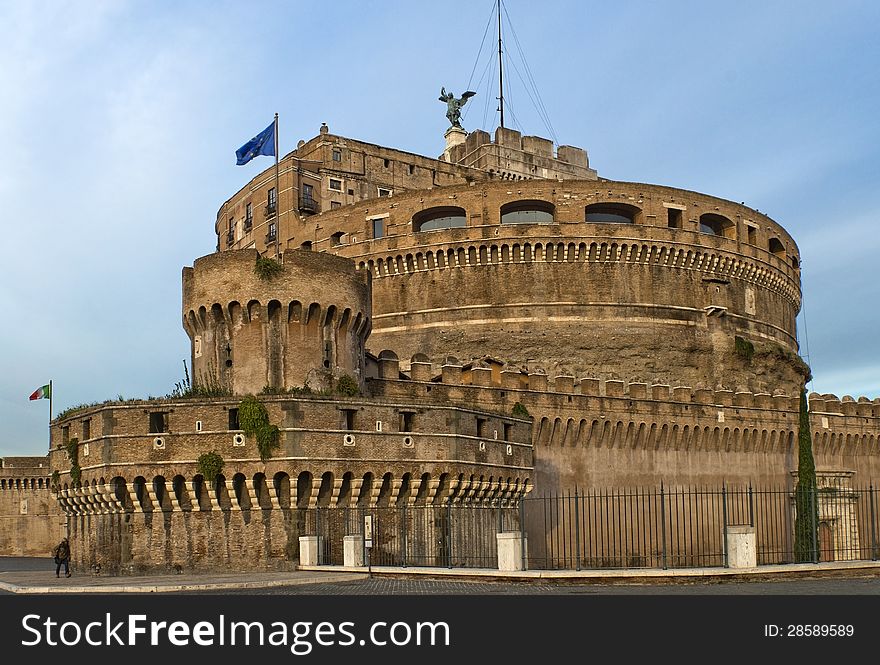 Facade of the Sant Angelo Castle ( Mausoleum of Hadrian ) in Rome, Italia. Facade of the Sant Angelo Castle ( Mausoleum of Hadrian ) in Rome, Italia.