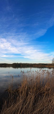Becalmed Lake With Awesome Blue Sky Royalty Free Stock Photos Becalmed Lake With Awesome Blue Sky Royalty Free Stock Photos