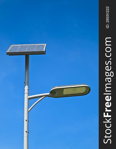 Street lamp with solar cell power. Street lamp with solar cell power