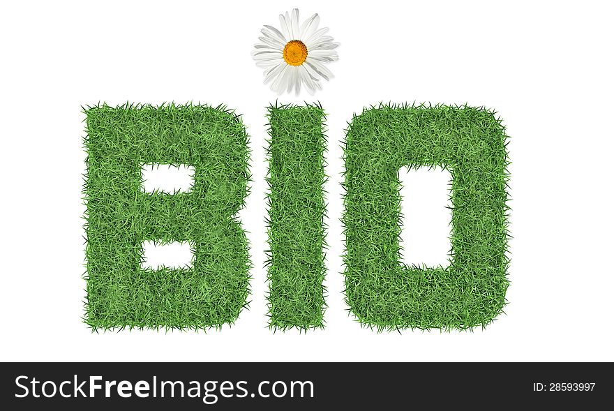 Text BIO of green grass with flower