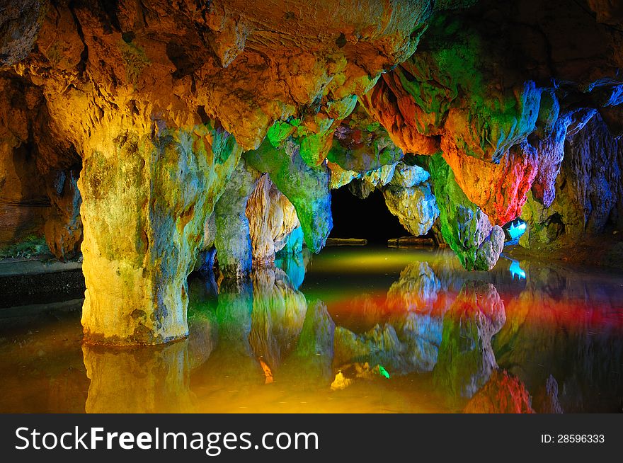 Ancient cave there are many stalactites