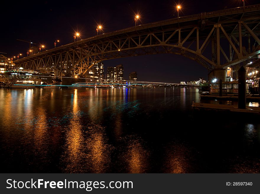 Bridge at night at Vancouver Canada