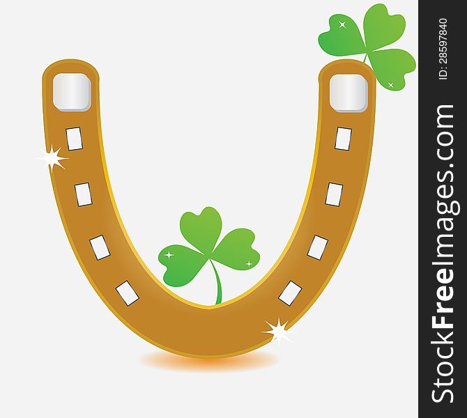 Horseshoe and four leaf clover.vector